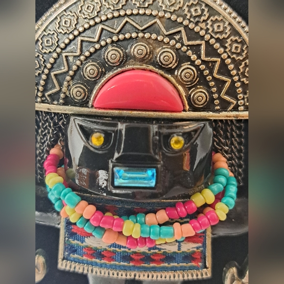 ZARA signed jeweled Inti Inca Sun God pendant necklace BOHO. - Picture 6 of 9